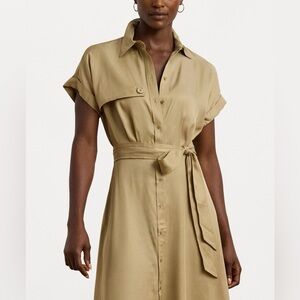 Lauren Ralph Lauren Belted Twill Short Sleeve Shirtdress - Shirt dress - camel